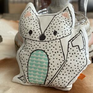 Lolli Living White Fox Accent Pillow with Aqua Belly